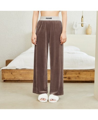 Ladies Home Pants Comfortable Retro Corduroy Wide Leg Pants Casual Fashion Wearable Velvet Home Pants $35.87 - Sleepwears