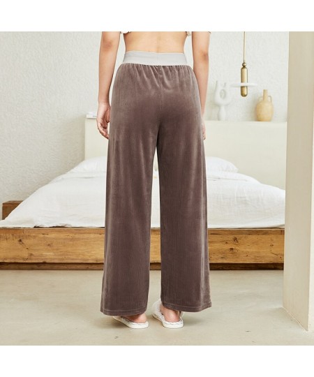 Ladies Home Pants Comfortable Retro Corduroy Wide Leg Pants Casual Fashion Wearable Velvet Home Pants $35.87 - Sleepwears