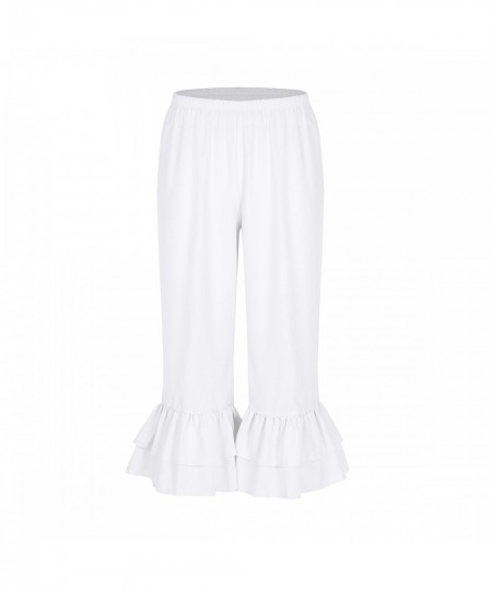 Women Retro Vintage Elastic Waist Ruffles Hem Casual Pantaloons Bloomers Victorian Era Costume Womens Loose Flare Pants $34.9...