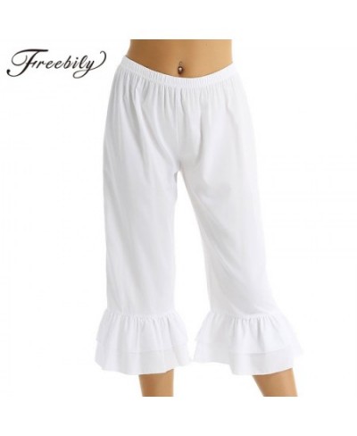 Women Retro Vintage Elastic Waist Ruffles Hem Casual Pantaloons Bloomers Victorian Era Costume Womens Loose Flare Pants $34.9...