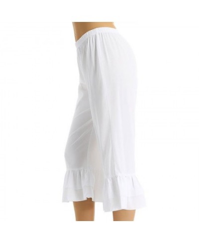 Women Retro Vintage Elastic Waist Ruffles Hem Casual Pantaloons Bloomers Victorian Era Costume Womens Loose Flare Pants $34.9...