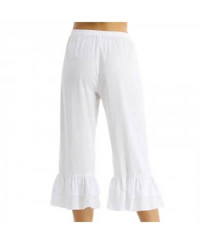 Women Retro Vintage Elastic Waist Ruffles Hem Casual Pantaloons Bloomers Victorian Era Costume Womens Loose Flare Pants $34.9...