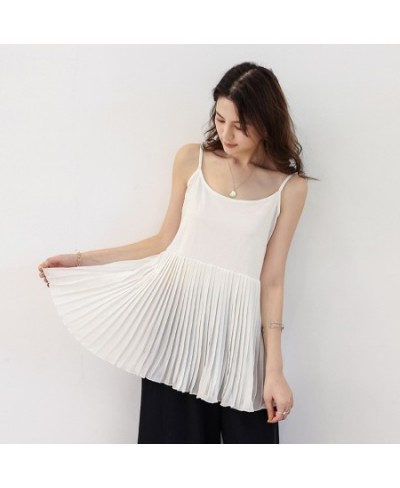 2022 New Style Summer Stitching Cotton Korean Version of Sling Band Loose Short Halter Top with Thin Pleated Halter Tank Top ...