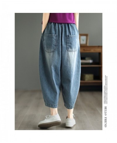 23Women Jeans Summer Office Lady Style Washed Vintage Letter Loose Female Tide Denim Ankle-Length Haren Pants Wild $53.98 - J...