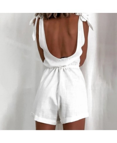 Women White Cotton Jumpsuit Romper Boho Beach Short Playsuit Casual Lounge Cotton Comfy Summer Playsuit Rompers Women $91.14 ...