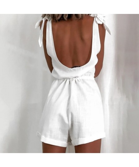 Women White Cotton Jumpsuit Romper Boho Beach Short Playsuit Casual Lounge Cotton Comfy Summer Playsuit Rompers Women $91.14 ...