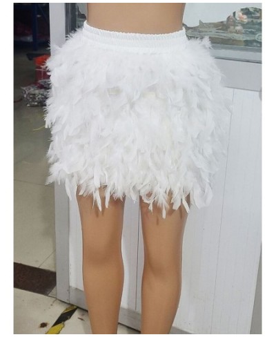 Sexy Green Feather Skirt New Women Solid High Waist Mini Furry Skirt Night Clubwear $36.73 - Skirts