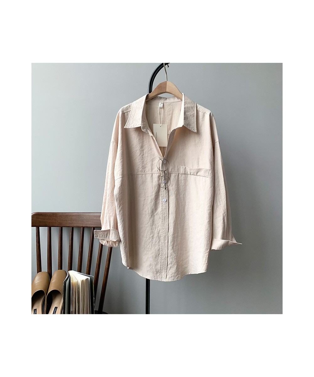 Minimalist Loose White Shirts for Women Turn-down Collar Solid Female Shirts Tops 2023 Spring Summer Blouses $36.81 - Blouses...