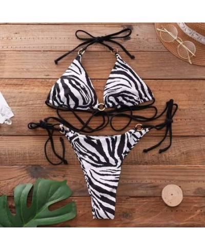 Sexy String Bandage Bikini Set Women Swimsuit 2023 New Leopard Swimwear Bathing Suit Beachwear $25.29 - Swimsuit