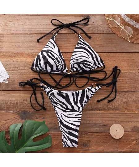 Sexy String Bandage Bikini Set Women Swimsuit 2023 New Leopard Swimwear Bathing Suit Beachwear $25.29 - Swimsuit