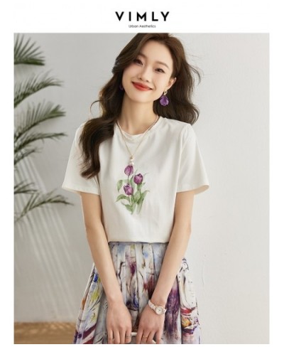 Summer White T Shirt for Women 2023 Casual Fashion Print Flowers Cotton Loose Chic Short Sleeve Tee Woman Tshirts Tops $49.86...