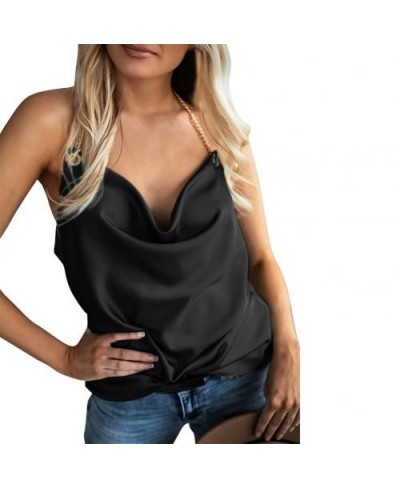 Sexy Women Solid Color Sleeveless Chain Halter Camisole Backless Blouse T-shirt perfect gifts for women daily wear $23.52 - T...