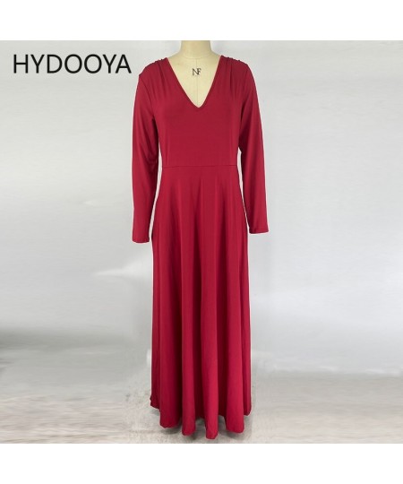 Plus Size Loose Dresses Women Clothes Elegant Sexy Deep V Neck Long Sleeve High Waist Fit and Flare Dress Wholesale $60.58 - ...