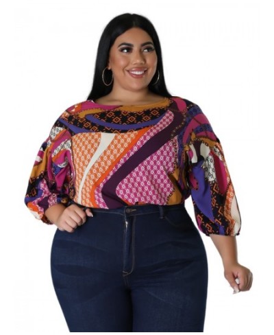 O-Neck Floral Print Tops Women Plus Size 2023 Spring Summer Boho Casual Peplum Slim Fit Blouse Three Quarters Sleeve Female $...