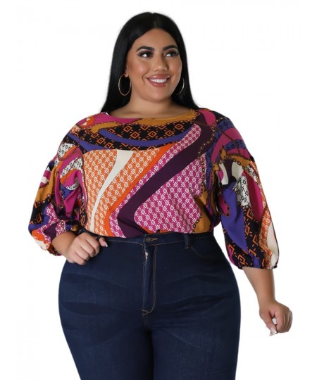 O-Neck Floral Print Tops Women Plus Size 2023 Spring Summer Boho Casual Peplum Slim Fit Blouse Three Quarters Sleeve Female $...