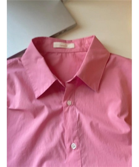 Shirt for Women Spring 2023 New Pink Button Up Turn Down Collar tops Korean Fashion Office Ladies Casual Harajuku Shirt $25.6...