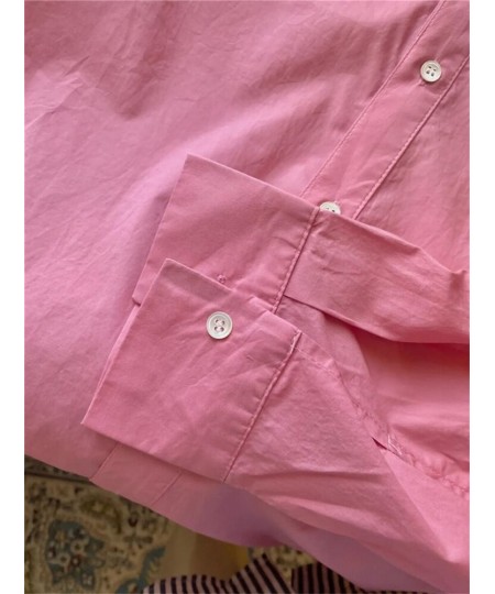 Shirt for Women Spring 2023 New Pink Button Up Turn Down Collar tops Korean Fashion Office Ladies Casual Harajuku Shirt $25.6...