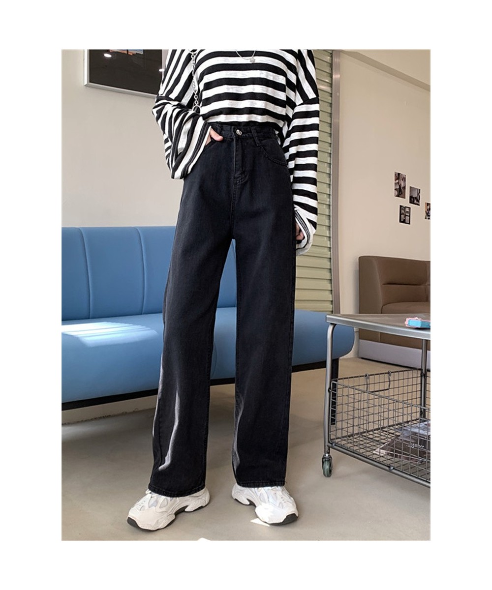 Women's Jeans Street High Waist Pants Light Color Cotton Korean Fashion Loose Jeans Metal Buckle Wide Leg Y2k Female Jeans $4...