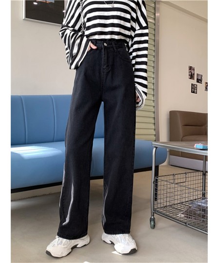 Women's Jeans Street High Waist Pants Light Color Cotton Korean Fashion Loose Jeans Metal Buckle Wide Leg Y2k Female Jeans $4...