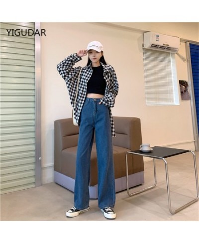 Women's Jeans Street High Waist Pants Light Color Cotton Korean Fashion Loose Jeans Metal Buckle Wide Leg Y2k Female Jeans $4...