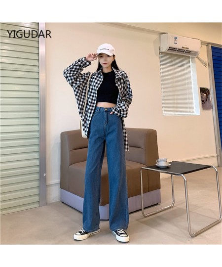 Women's Jeans Street High Waist Pants Light Color Cotton Korean Fashion Loose Jeans Metal Buckle Wide Leg Y2k Female Jeans $4...