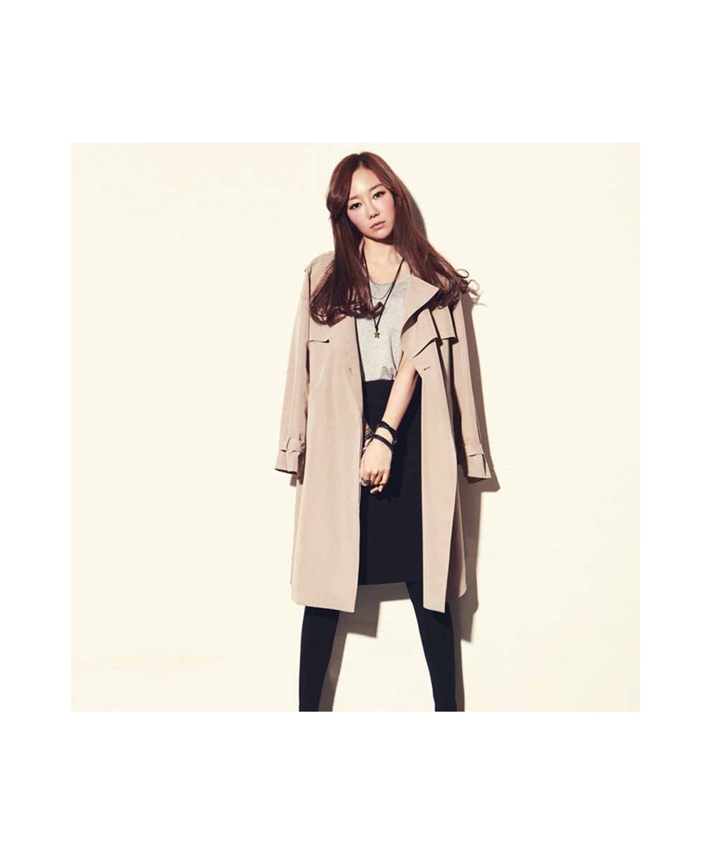 Fashion Women Trench Coat Loose Outwear Coats Female Spring Autumn Long Windbreaker Clothing Lady Raincoats with Belt $84.38 ...