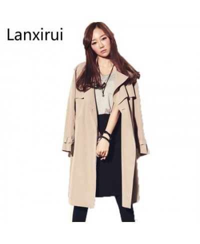 Fashion Women Trench Coat Loose Outwear Coats Female Spring Autumn Long Windbreaker Clothing Lady Raincoats with Belt $84.38 ...