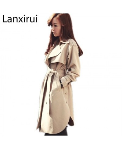 Fashion Women Trench Coat Loose Outwear Coats Female Spring Autumn Long Windbreaker Clothing Lady Raincoats with Belt $84.38 ...