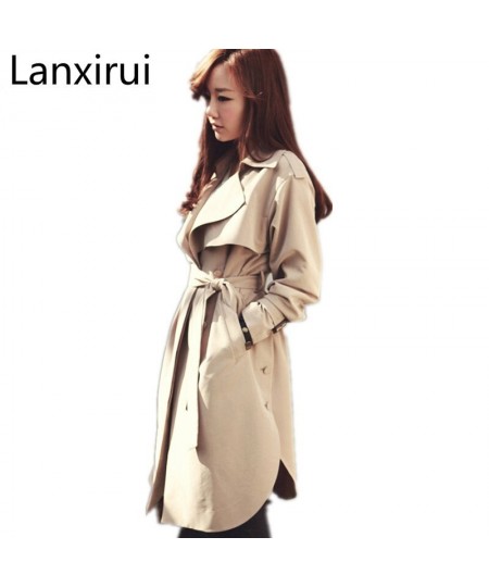 Fashion Women Trench Coat Loose Outwear Coats Female Spring Autumn Long Windbreaker Clothing Lady Raincoats with Belt $84.38 ...