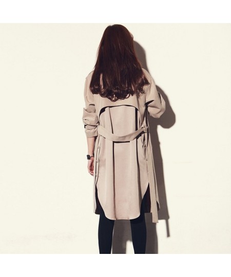 Fashion Women Trench Coat Loose Outwear Coats Female Spring Autumn Long Windbreaker Clothing Lady Raincoats with Belt $84.38 ...