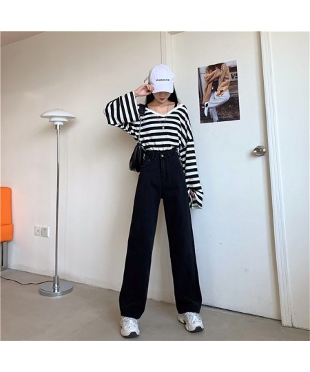 Women's Jeans Street High Waist Pants Light Color Cotton Korean Fashion Loose Jeans Metal Buckle Wide Leg Y2k Female Jeans $4...