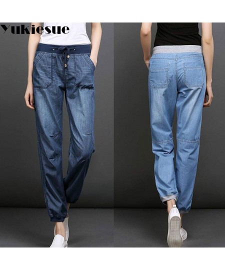 High waist jeans woman loose elastic waist casual soft denim harem pants female jeans women trousers clothe S-4XL jeans femme...