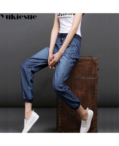 High waist jeans woman loose elastic waist casual soft denim harem pants female jeans women trousers clothe S-4XL jeans femme...