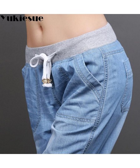 High waist jeans woman loose elastic waist casual soft denim harem pants female jeans women trousers clothe S-4XL jeans femme...