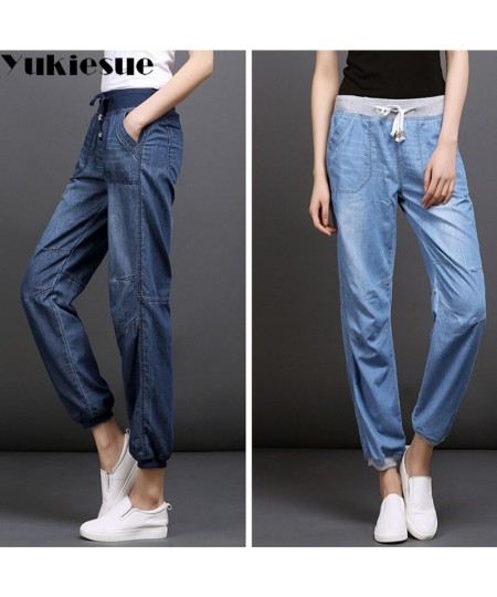 High waist jeans woman loose elastic waist casual soft denim harem pants female jeans women trousers clothe S-4XL jeans femme...