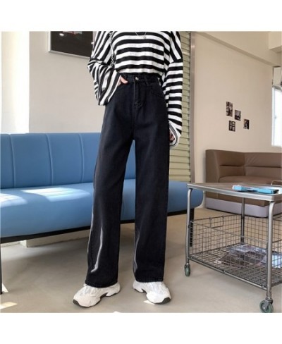 Women's Jeans Street High Waist Pants Light Color Cotton Korean Fashion Loose Jeans Metal Buckle Wide Leg Y2k Female Jeans $4...