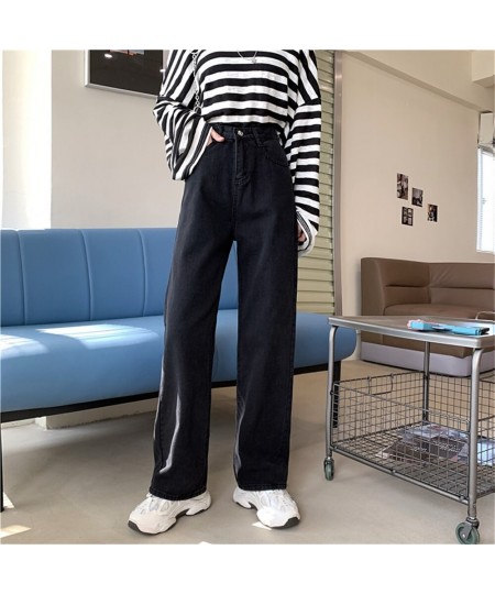 Women's Jeans Street High Waist Pants Light Color Cotton Korean Fashion Loose Jeans Metal Buckle Wide Leg Y2k Female Jeans $4...