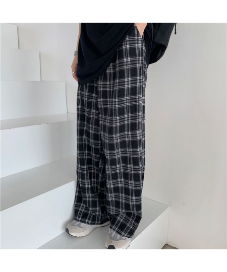 Autumn Women Plaid Pants Casual Oversize Loose Wide Leg Trouser Retro Teens Harajuku Black Hip Hop All Match Streetwear 3XL $...