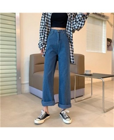 Women's Jeans Street High Waist Pants Light Color Cotton Korean Fashion Loose Jeans Metal Buckle Wide Leg Y2k Female Jeans $4...