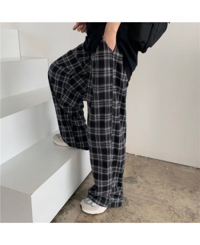 Autumn Women Plaid Pants Casual Oversize Loose Wide Leg Trouser Retro Teens Harajuku Black Hip Hop All Match Streetwear 3XL $...