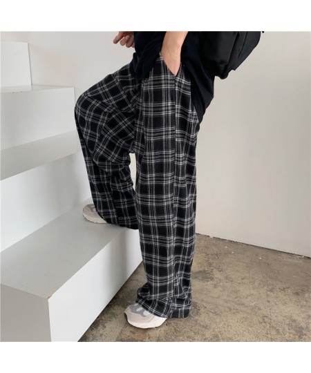 Autumn Women Plaid Pants Casual Oversize Loose Wide Leg Trouser Retro Teens Harajuku Black Hip Hop All Match Streetwear 3XL $...