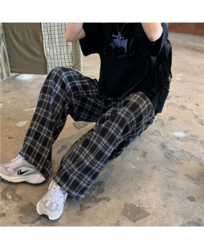 Autumn Women Plaid Pants Casual Oversize Loose Wide Leg Trouser Retro Teens Harajuku Black Hip Hop All Match Streetwear 3XL $...