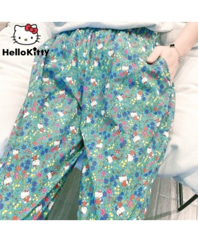 Hello Kitty Loose Oversize Sleep Bottoms Y2k New Women Casual Trousers Home Pants Elastic Waist Woman Pijamas Clothes $28.04 ...