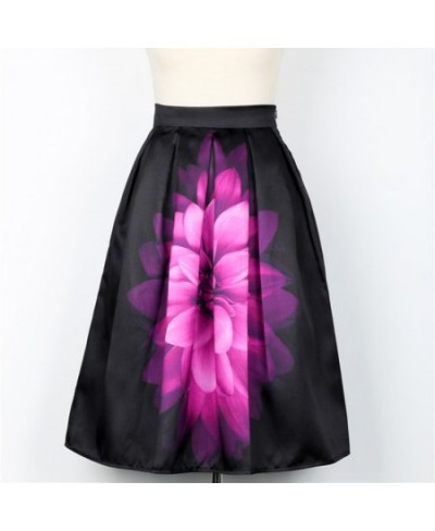 2023 Spring Autumn Audrey Hepburn Vintage Retro Fantasy Purple Flower Floral Print High Waist Pleated Midi Skirt Black Saias ...