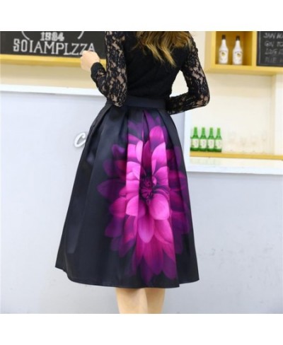 2023 Spring Autumn Audrey Hepburn Vintage Retro Fantasy Purple Flower Floral Print High Waist Pleated Midi Skirt Black Saias ...