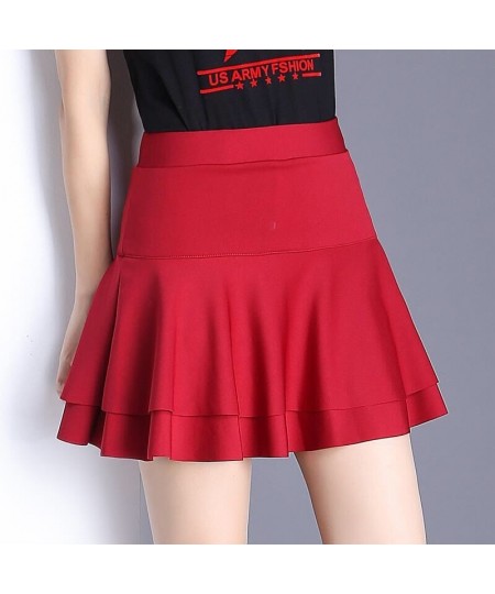 Square dance double cake skirt A-line skirt sailor dance skirt autumn/winter high waist dance wardrobe malfunction-proof red ...