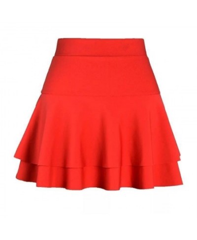 Square dance double cake skirt A-line skirt sailor dance skirt autumn/winter high waist dance wardrobe malfunction-proof red ...