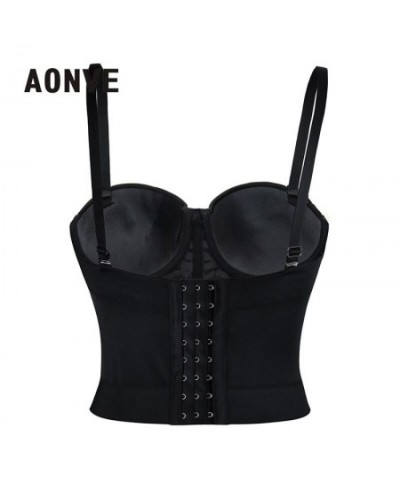 Women Summer Sexy Top PU Leather Festival Clothing Tops Bralette Cropped Top Female Punk Goth Clubwear Black Red Plus Size $3...