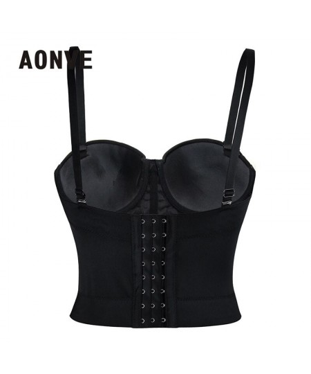 Women Summer Sexy Top PU Leather Festival Clothing Tops Bralette Cropped Top Female Punk Goth Clubwear Black Red Plus Size $3...