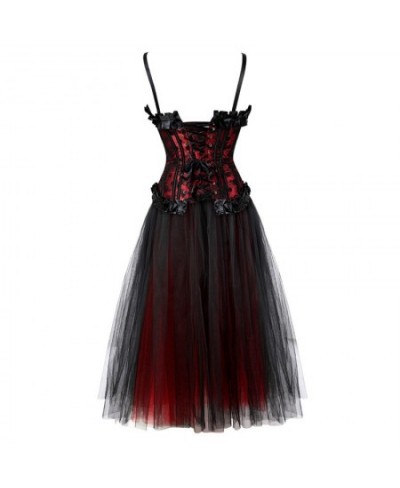 Women Sexy Lace Overbust Corset Dress Corsets Bustier Top Gothic Strap Steampunk Corset with Long Dancing Skirts S-6XL $70.27...